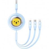 Baseus Kabel USB-A Till USB-C/Lightning/MicroUSB 1.1m - Blå