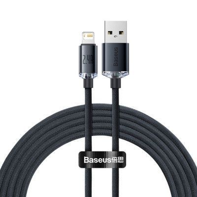 BASEUS Crystal Shine USB-A till Lightning kabel 2.4A 2m svart
