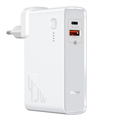 Baseus Laddnings station 2 in 1 Powerbank , Väggladdare - Vit