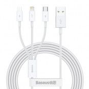 Baseus Lightning / micro USB / USB-C kabel 3,5 A 1,5m Vit