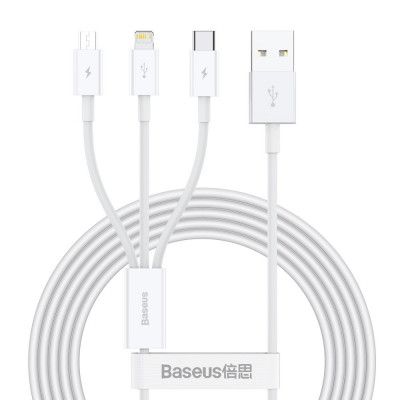 Baseus 3in1 USB-A till USB-C Lightning microUSB kabel 3.5 A 1.5m