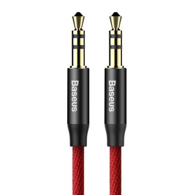 Baseus M30 Audio AUX Kabel 3.5 mm Mini Jack 1.5m - Röd/Svart