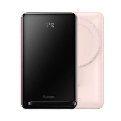 Baseus Magnetisk Fäste Trådlös Powerbank 10000 mAh 20W Typ-C Kabel - Rosa