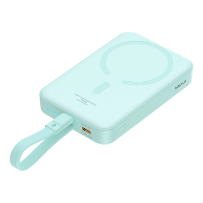 Baseus Magsafe Powerbank 10000mAh 20W Med Built-in Lightning Kabel - Blå