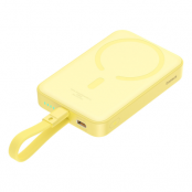Baseus Magsafe Powerbank 10000mAh 20W Med Built-in Lightning Kabel - Gul