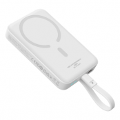Baseus Magsafe Powerbank 10000mAh 30W Med Built-in USB-C Kabel - Vit