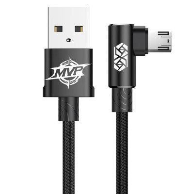 Baseus MVP Dubbelsidig Elbow Kabel micro USB 1.5A 2M Svart