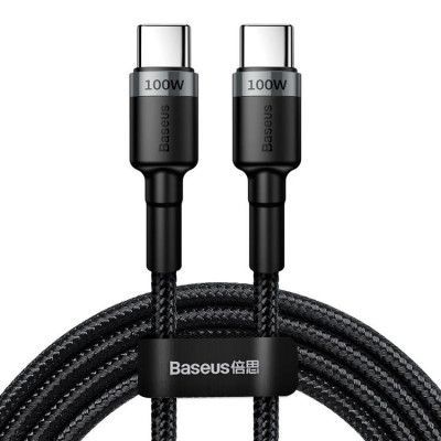 Baseus Nylon USB-C till USB-C kabel 100W 2m - Grå