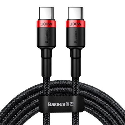 Baseus Nylon USB-C till USB-A kabel 2m 100W - Svart