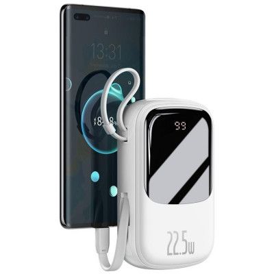 Baseus Power Bank 20000mAh 22.5W USB Till Type-C Kabel - Vit