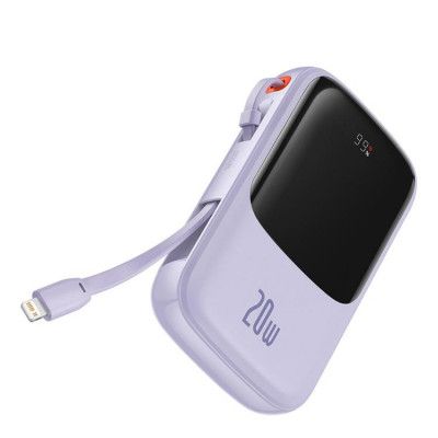 Baseus Powerbank 10000 mAh med Lightning Kabel 20W - Lila