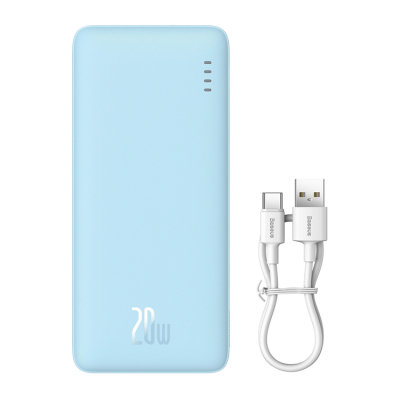 Baseus Powerbank 20000 mAh 20W Med USB-A Till USB-C Kabel - Blå