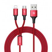 Baseus Rapid 2in1 Kabel USB lightning/micro USB 3A 1.2m Röd