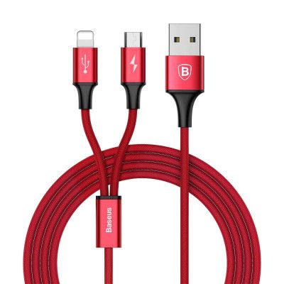 Baseus Rapid 2in1 Kabel USB lightning/micro USB 3A 1.2m Röd