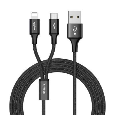 Baseus Rapid 2in1 Kabel USB lightning/micro USB 3A 1.2m Svart