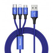 Baseus Rapid Lightning USB-C Micro USB Kabel 1.2M - Blå