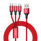 Baseus Rapid Lightning USB-C Micro USB Kabel 1.2M - Röd