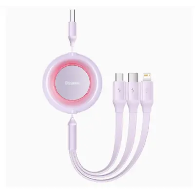 BASEUS Retractable 3in1 USB/USB-C/MicroUSB/Lightning Kabel 1M (Lila)