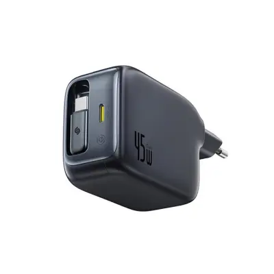 Baseus Snabbladdare 45W USB-C med Infällbar kabel EnerCore CJ11- Svart