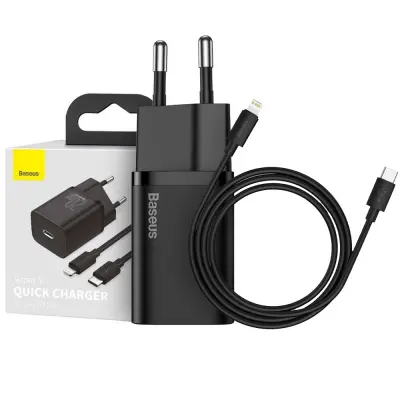 Baseus Super snabbladdare 20W + Lightning Kabel - Svart