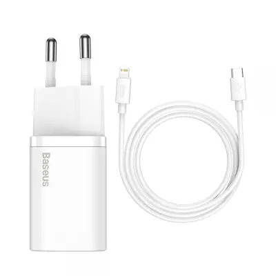 Baseus Super snabbladdare 20W + Lightning Kabel - Vit