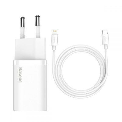 Baseus - Super Si Snabbladdare 20W + Lightning Cable - Vit