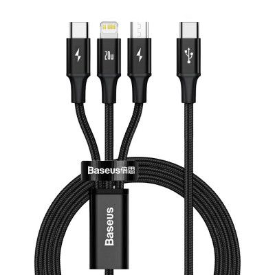 Baseus 3in1 USB-C till USB-C, Lightning, microUSB kabel 1.5m