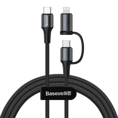Baseus Twins 2in1 USB Type C PD - USB Type C 60W Kabel Svart