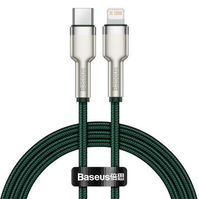 Baseus USB-C Till Lightning Kabel 20W 1m Cafule Metal PD Grön