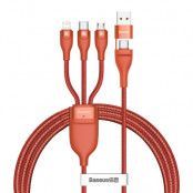 BASEUS USB-kabel USB-C to Micro + Lightning + USB-C 100W Orange