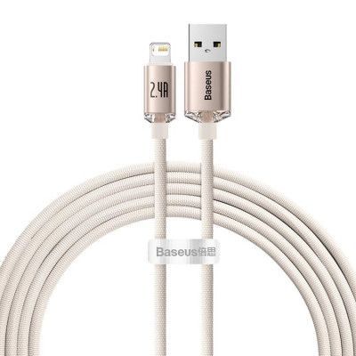 Baseus USB Till Lightning 2m Kabel 2.4A Crystal Shine - Rosa