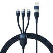 Baseus 3in1 USB till microUSB Typ-C Lightning Kabel 100 W 1.2 m - Blå