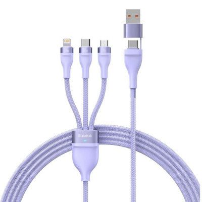 Baseus USB Till Micro USB Typ-C Lightning Kabel 100 W 1.2 m - Lila