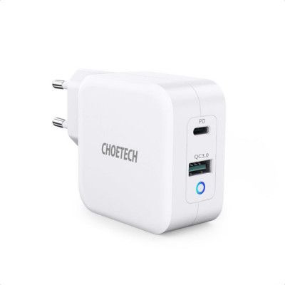 Choetech Väggladdare USB-A Till USB-C 65W - Vit