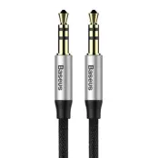 Baseus Yiven M30 stereo AUX Kabel - Silver/Svart