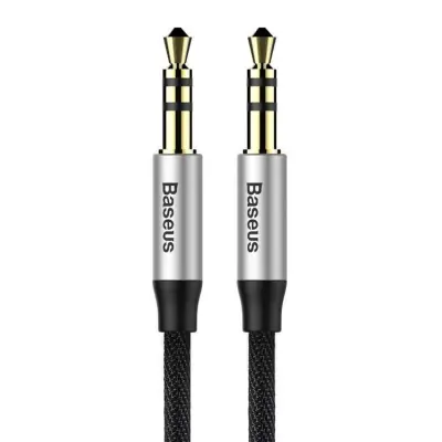 Baseus Yiven M30 stereo AUX Kabel - Silver/Svart