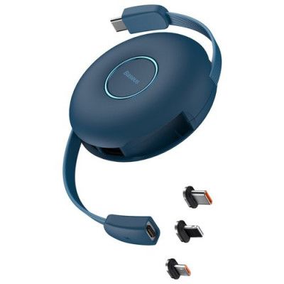 Baseus Zinc Magnetic Retractable 3in1 Kabel USB 1m - Blå
