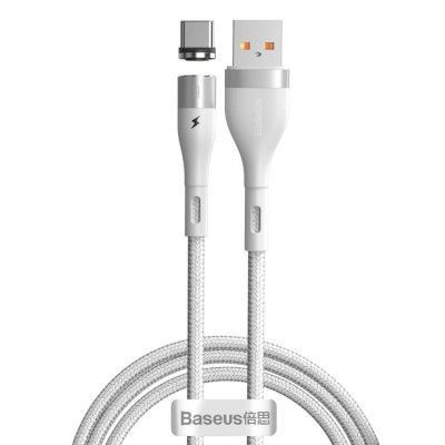 Baseus Zinc USB Type C - magnetisk laddnings Kabel 1 m 3 A Vit