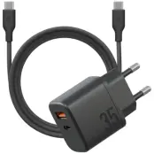 Bazic Väggladdare USB-A Till USB-C Med USB-C Kable - Svart