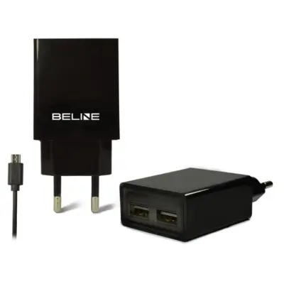 Beline Väggladdare 2x USB-A Med Micro-USB Kabel - Svart