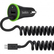 Belkin Car Charger Single Usb Port With Coiled Micro Usb Connector 3,4A Black
