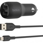 Belkin Dual Billaddare USB-A Micro USB Kabel 1M 24W - Svart