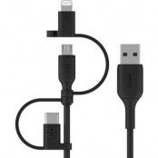Belkin Universal USB-C Micro-USB Lightning Kabel 1M - Svart