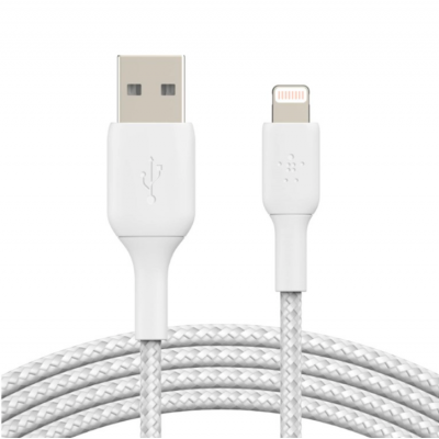 Belkin USB-A Till Lightning Kabel Flätad 3M - Vit