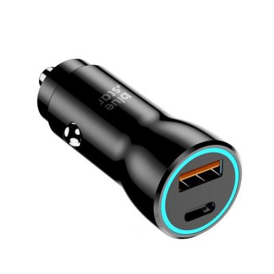 Blue Star Billaddare 25W USB-C PD QC 3.0 AFC PPS - Svart