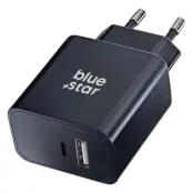 Blue Star Snabbladdare 25W USB C - USB A PD QC4.0 - Svart