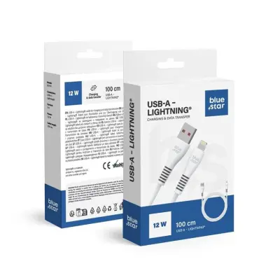 Blue Star USB-A - Lightning Kabel 1m 2A 12W DC99I - Vit