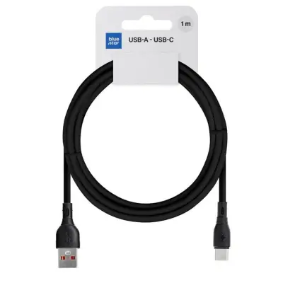 Blue Star USB-A - USB-C 3A Kabel 1m ECO - Svart