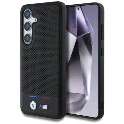 BMW Galaxy S25 Plus Mobilskal MagSafe Läder Tricolor Stripe - Svart