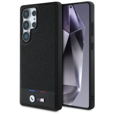 BMW Galaxy S25 Ultra Mobilskal MagSafe Läder Tricolor Stripe - Svart